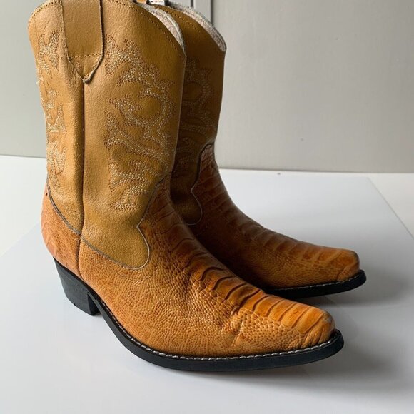 Guerrero Botitas Cowboy Boots Exotic Yellow Sz 5 Western Embroidered Mexico - Picture 9 of 16